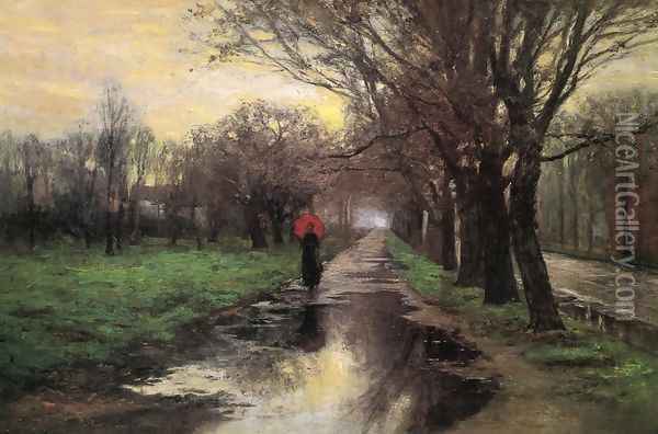 Meridian Street, Thawing Weather Oil Painting - Theodore Clement Steele