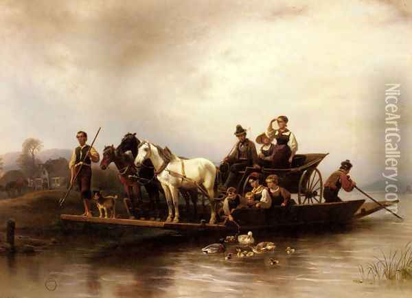 The Arrival of the Ferry Oil Painting - Wilhelm Alexander Meyerheim