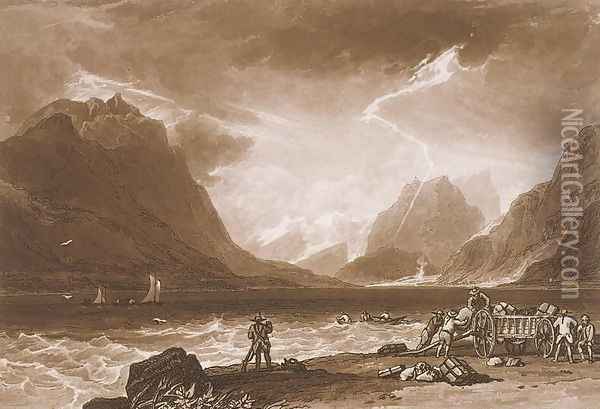 Lake of Thun, from the Liber Studiorum, engraved by Charles Turner, 1808 Oil Painting - Joseph Mallord William Turner