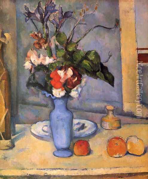 Still life with a blue vase Oil Painting - Paul Cezanne
