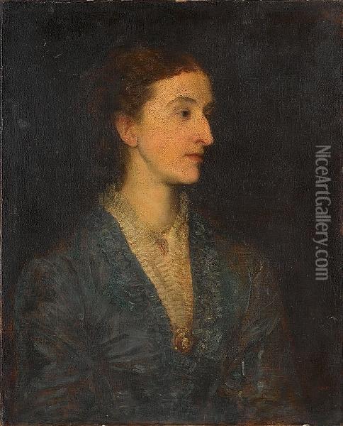 Portrait Of George (aristides) 
Eumorfopoulos (1863-1939); Portrait Of His Wife Julia, Nee Scaramanga 
(1864-1944) Oil Painting - George Frederick Watts
