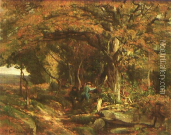 Promenade En Foret De Fontainebleau Oil Painting - Armand-Theophile Cassagne