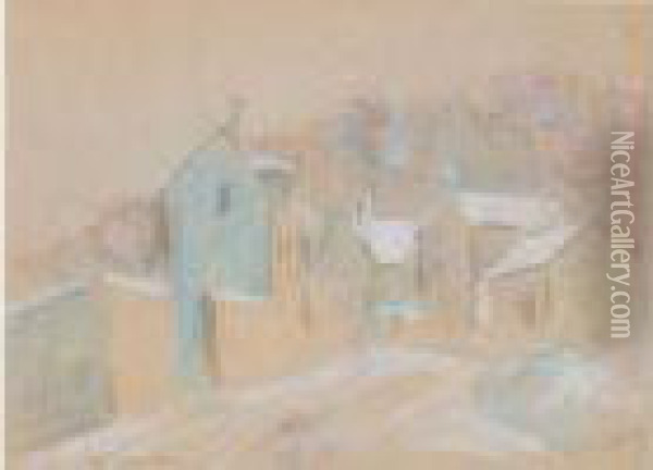  Maisons Sous La Neige, Osny  Oil Painting - Gustave Loiseau
