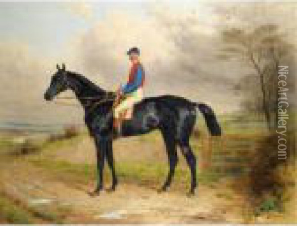 Lord Poulett's Celebrated Racehorse The Lamb With George Ede Up Oil Painting - Harry Hall