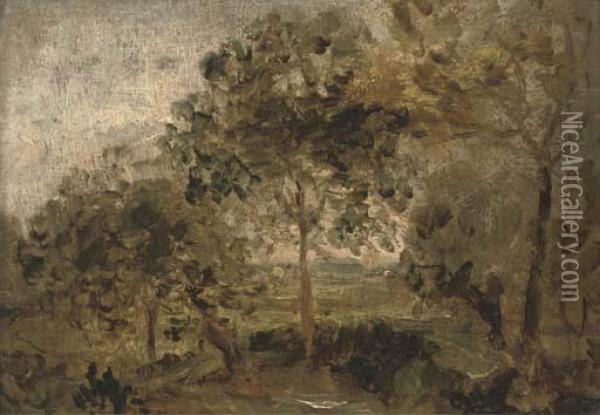 A Wooded Landscape Oil Painting - Thomas Gainsborough