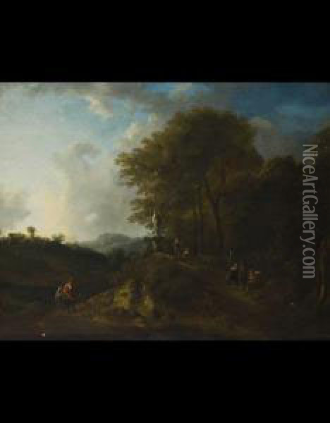 Paesaggio Campestre Con Viandanti Oil Painting - Loutherbourg, Philippe de