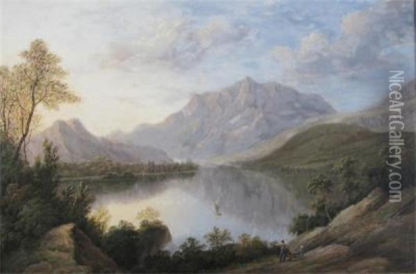 View Of The Upper End Of The Lake Of Killarney, Ireland Oil Painting - Joseph Francis Gilbert