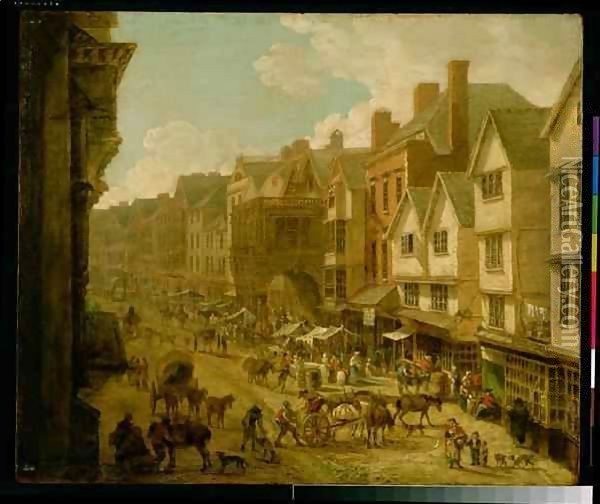 The High Street, Exeter Oil Painting - John White Abbott