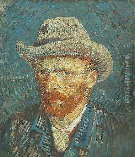 Self Portrait With Grey Felt Hat III Oil Painting - Vincent Van Gogh