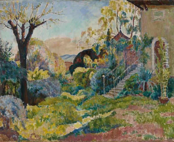 Garden In Provence Oil Painting - Walter Bondy
