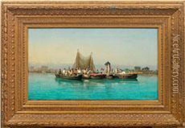 Venezianische Fischer Inder Lagune Oil Painting - Domenico Ammirato