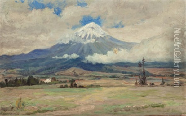 Valley View Of Popocatepetl (double-sided Work) Oil Painting - Robert Jenkins Onderdonk