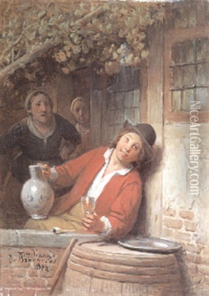 Het Glas Wijn Oil Painting - Ferdinand de Braekeleer the Elder