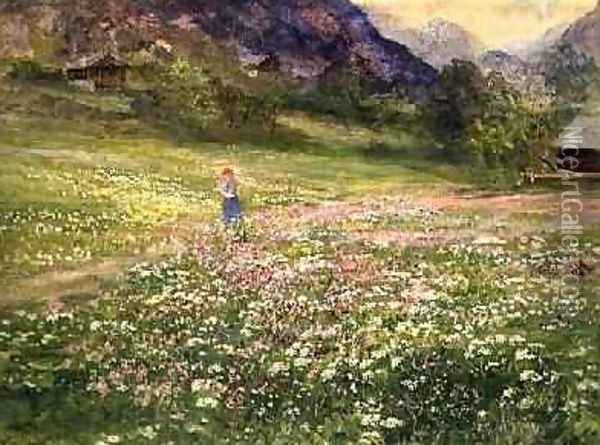 Girl in a Field of Poppies Oil Painting - John MacWhirter