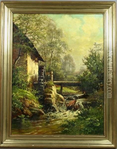 Old Mill Oil Painting - Carl Weber
