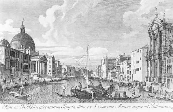 The Canal Grande with San Simeone Piccolo and the Scalzi 1742 Oil Painting - Antonio Visentini