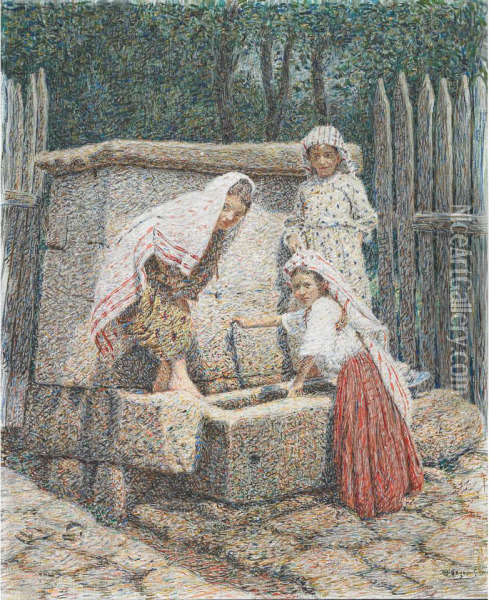 Kutnai (by The Well) Oil Painting - Spiro Bocarie