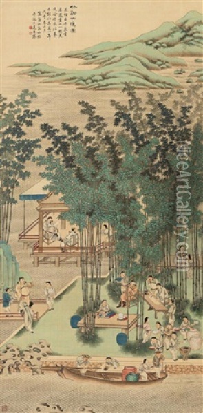 Gathering In The Bamboo Grove Oil Painting -  Shen Dunhe