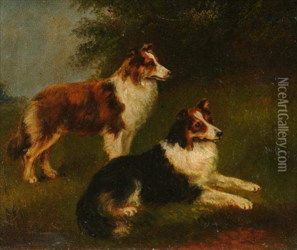 Two Seated German Shepherd' Oil Painting - Frederick, Fred French