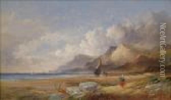 On The Devon Coast Oil Painting - Joseph Horlor