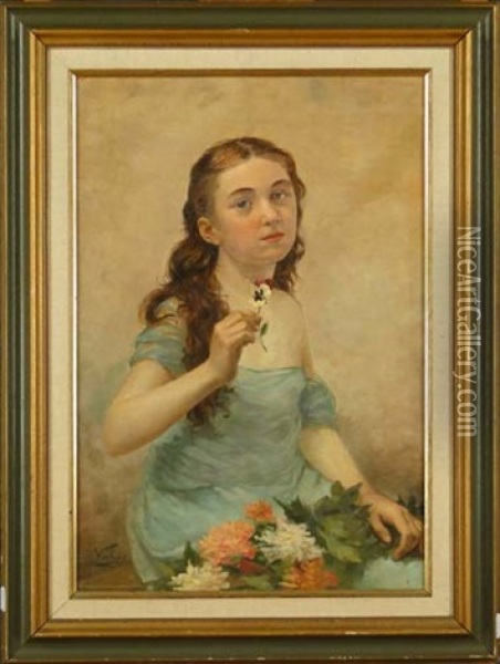 Jeune Fille A La Fleur Oil Painting - Jan Frans Verhas