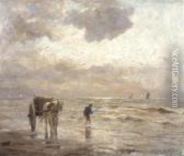 A Shell-fisher On The Beach Oil Painting - Evert Pieters
