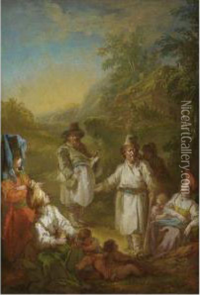 Siberian Peasants At Rest Oil Painting - Jean-Baptiste Le Prince