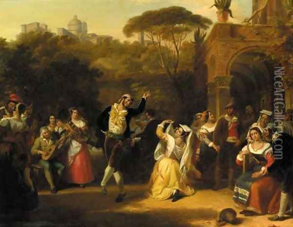 A dance in the campagna Oil Painting - Henry Joseph Fradelle
