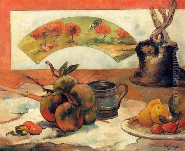 Still Life With Fan Oil Painting - Paul Gauguin