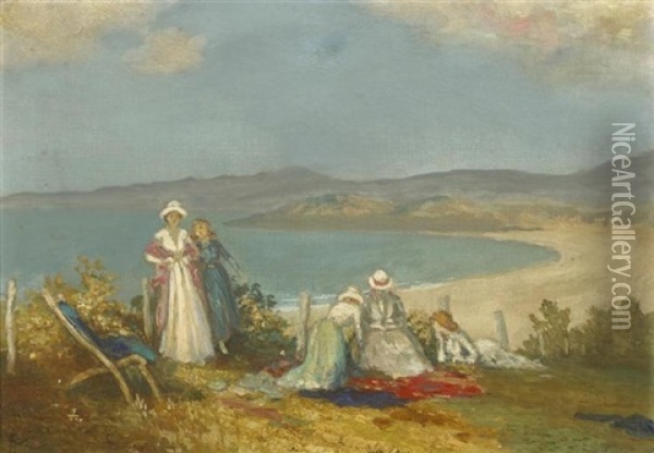 Ladies On A Beach Oil Painting - George Russell