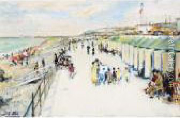 La Promenade Sur La Plage De Dieppe Oil Painting - Jacques-Emile Blanche