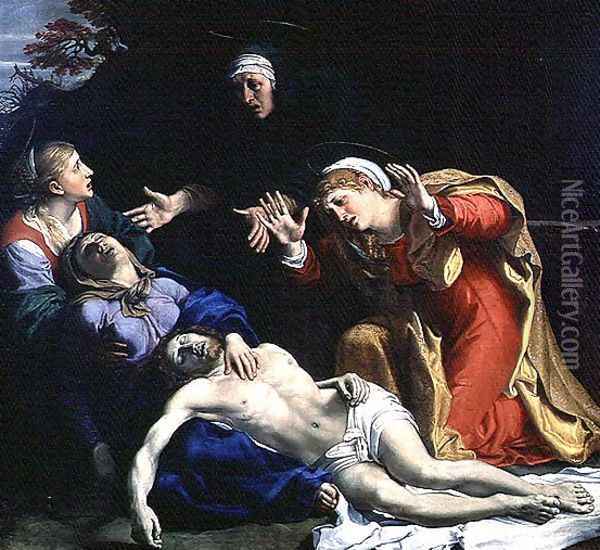 The Dead Christ Mourned ('The Three Maries'), c.1604 Oil Painting - Annibale Carracci