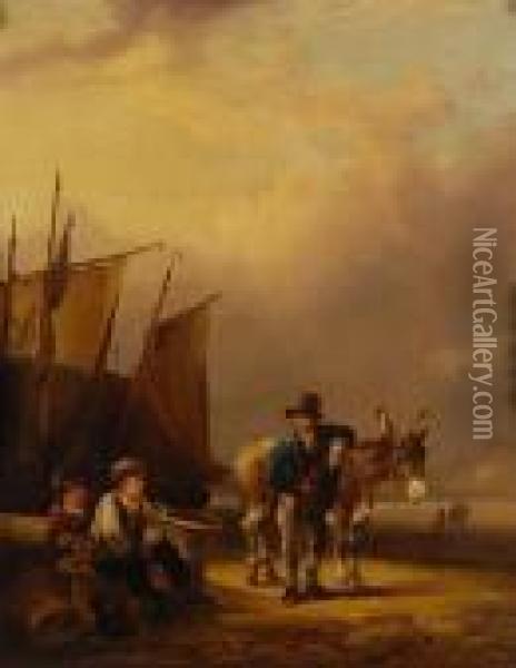 Boys And Donkey Oil Painting - Snr William Shayer