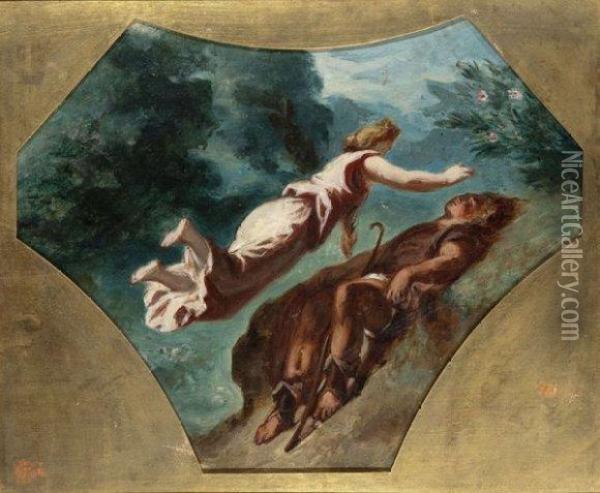 Hesiode Et La Muse Oil Painting - Henry-Eugene Delacroix