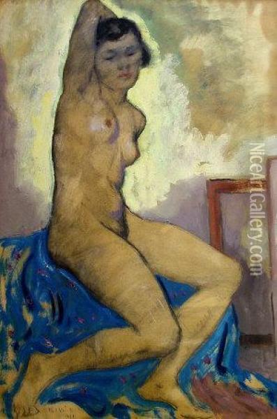 Seated Femalenude Oil Painting - Karoly Patko
