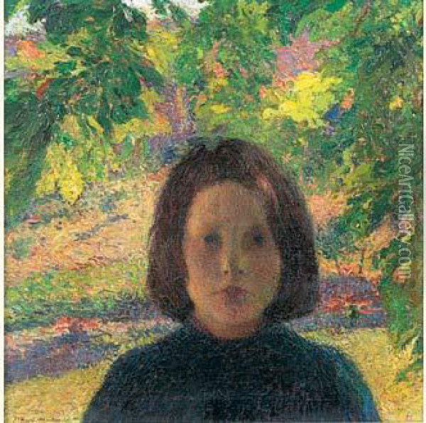 Portrait De Jeune Fille Oil Painting - Henri Martin