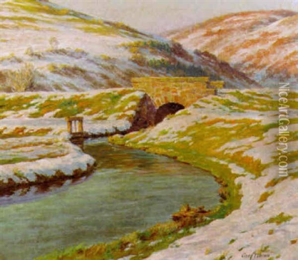 Wintersonne An Einem Bachlauf In Der Eifel Oil Painting - Carl Nonn