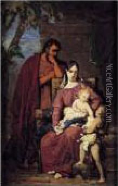 La Sainte Famille Oil Painting - Raymond Auguste Quinsac Monvoisin