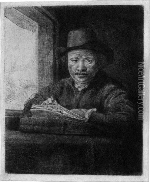 Selbstbildnis Am Fenster Oil Painting - Rembrandt Van Rijn