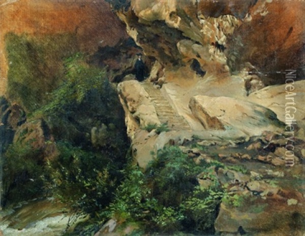 Vue Presumee Du Site De Cava Grande Oil Painting - Jules Coignet