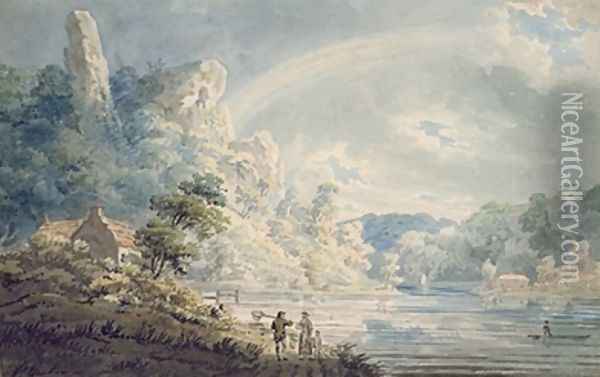 Scene near the New Weir Monmouthshire Oil Painting - Thomas Girtin