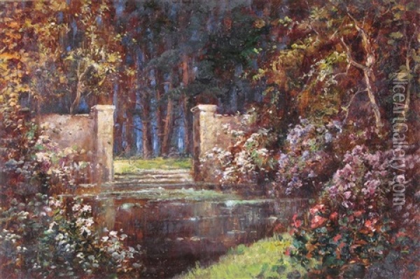 The Pool By The Garden Gate Oil Painting - Thomas Edwin Mostyn