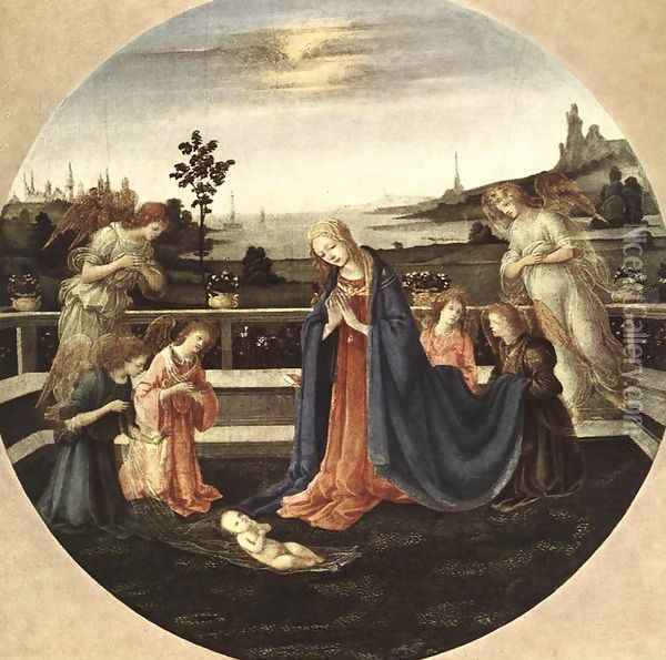 Adoration of the Child 1480-83 Oil Painting - Filippino Lippi
