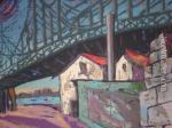 Under The Bridge Oil Painting - Harry Shoulberg
