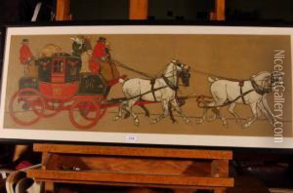 The Glasgowto London Mail Coach Oil Painting - Cecil Charles Aldin