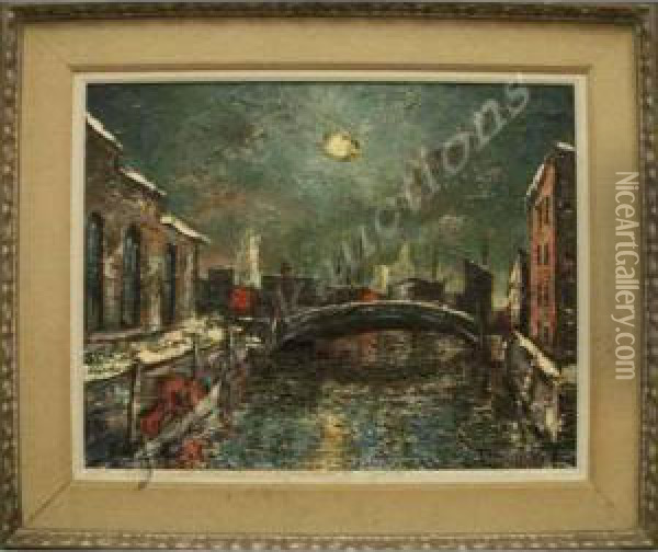 City River Scene Oil Painting - Harry Shoulberg