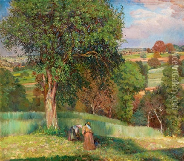 Unter Dem Baum Oil Painting - Karl Wagner