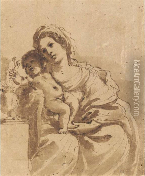 Madonna And Child Oil Painting - Guercino