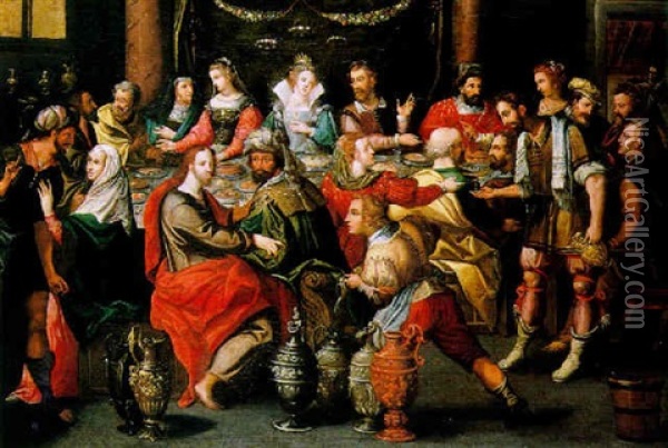 Les Noces De Cana Oil Painting - Ambrosius Francken the Elder