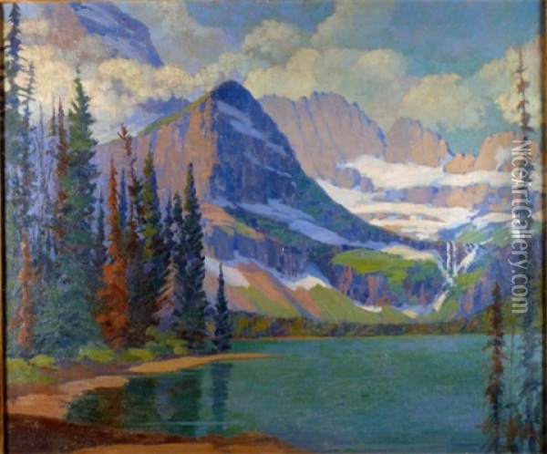 Grinnell Glacier, Glacier National Park Oil Painting - Charles H. Stephens